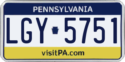 PA license plate LGY5751