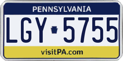 PA license plate LGY5755