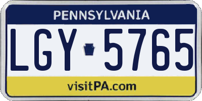 PA license plate LGY5765