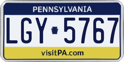 PA license plate LGY5767