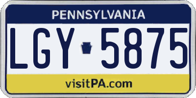PA license plate LGY5875