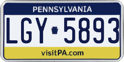 PA license plate LGY5893