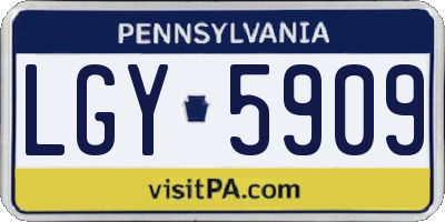 PA license plate LGY5909