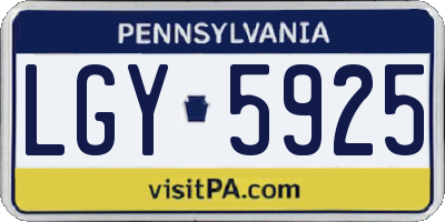 PA license plate LGY5925