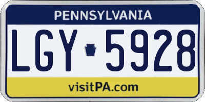 PA license plate LGY5928
