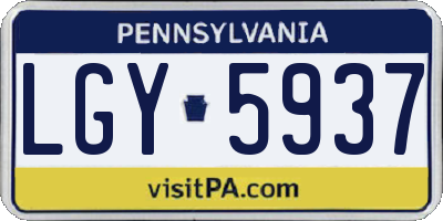 PA license plate LGY5937