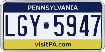 PA license plate LGY5947
