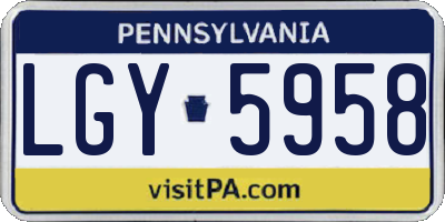 PA license plate LGY5958