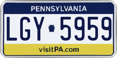 PA license plate LGY5959