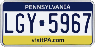 PA license plate LGY5967