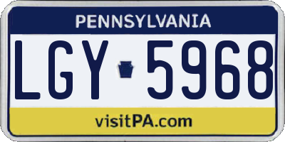 PA license plate LGY5968