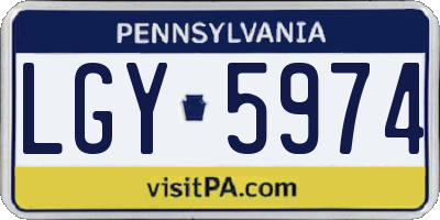 PA license plate LGY5974