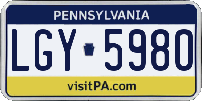 PA license plate LGY5980