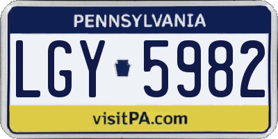 PA license plate LGY5982