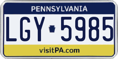 PA license plate LGY5985