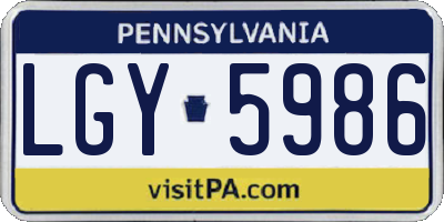 PA license plate LGY5986