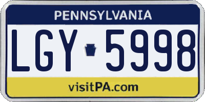 PA license plate LGY5998