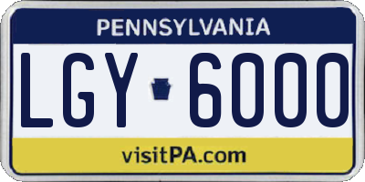 PA license plate LGY6000