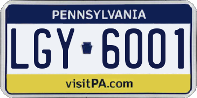 PA license plate LGY6001