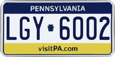 PA license plate LGY6002