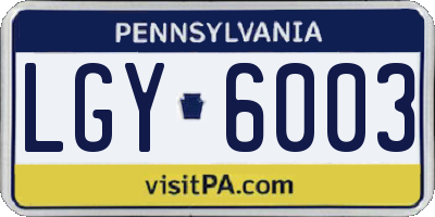 PA license plate LGY6003