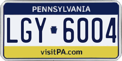 PA license plate LGY6004