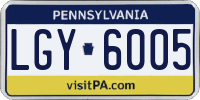 PA license plate LGY6005
