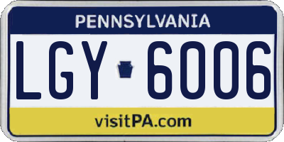 PA license plate LGY6006