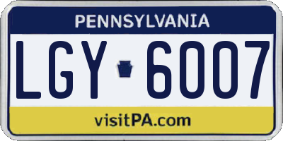 PA license plate LGY6007
