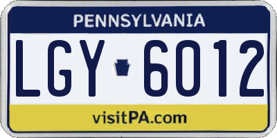 PA license plate LGY6012