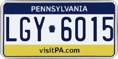 PA license plate LGY6015