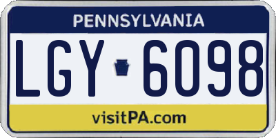 PA license plate LGY6098