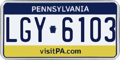 PA license plate LGY6103