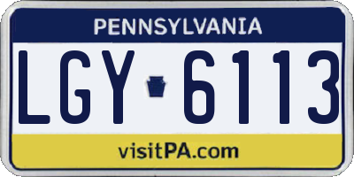 PA license plate LGY6113