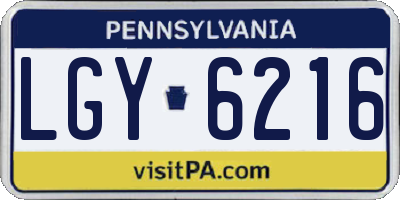 PA license plate LGY6216