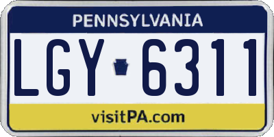 PA license plate LGY6311