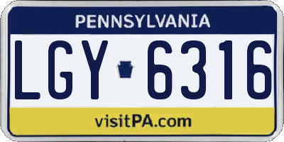 PA license plate LGY6316