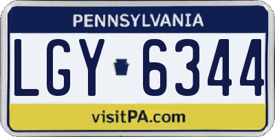 PA license plate LGY6344