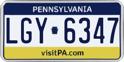 PA license plate LGY6347