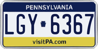 PA license plate LGY6367