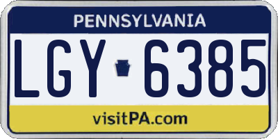 PA license plate LGY6385