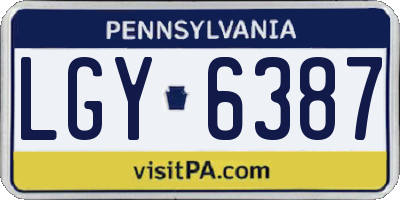 PA license plate LGY6387