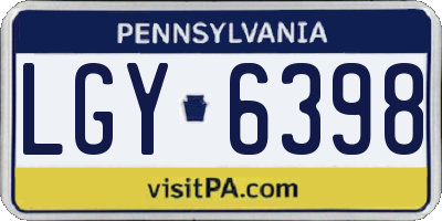PA license plate LGY6398