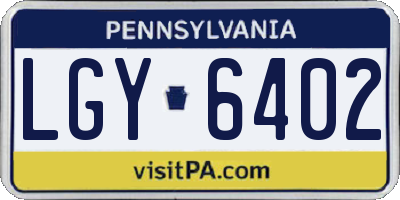 PA license plate LGY6402