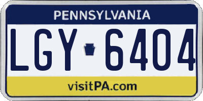 PA license plate LGY6404