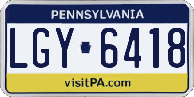 PA license plate LGY6418