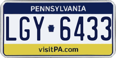 PA license plate LGY6433