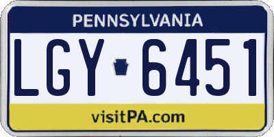 PA license plate LGY6451