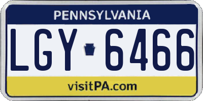 PA license plate LGY6466
