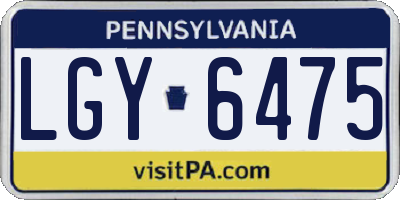 PA license plate LGY6475